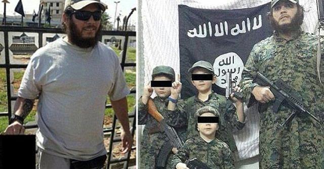 A combination photo of Sharrouf (L), and some of his children dressed in military garb and brandishing weapons in front of an Islamic State flag. (Photo courtesy: Twitter) A combination photo of Sharrouf (L), and some of his children dressed in military garb and brandishing weapons in front of an Islamic State flag. (Photo courtesy: Twitter)