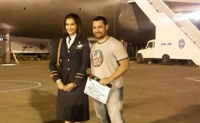 Aamir Khan visited Sonam Kapoor on the sets of Neerja. (Twitter) Aamir Khan visited Sonam Kapoor on the sets of Neerja. (Twitter)