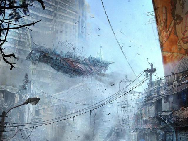 The year is 2098 and all that is left of Mumbai is crumbling buildings and abandoned residential complexes.(Illustration courtesy: Kushal Tikle) The year is 2098 and all that is left of Mumbai is crumbling buildings and abandoned residential complexes.(Illustration courtesy: Kushal Tikle)