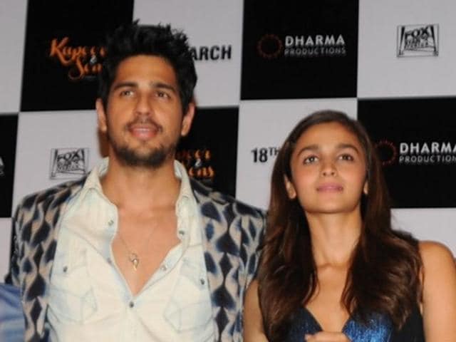 Sidharth Malhotra and Alia Bhatt in a still from Kapoor and Sons. the rumoured lovebirds have plans for Valentine’s Day but not with each other. (YouTube grab)