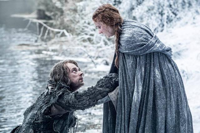 Alfie Allen as Theon Greyjoy and Sophie Turner as Sansa Stark. (HBO) Alfie Allen as Theon Greyjoy and Sophie Turner as Sansa Stark. (HBO)