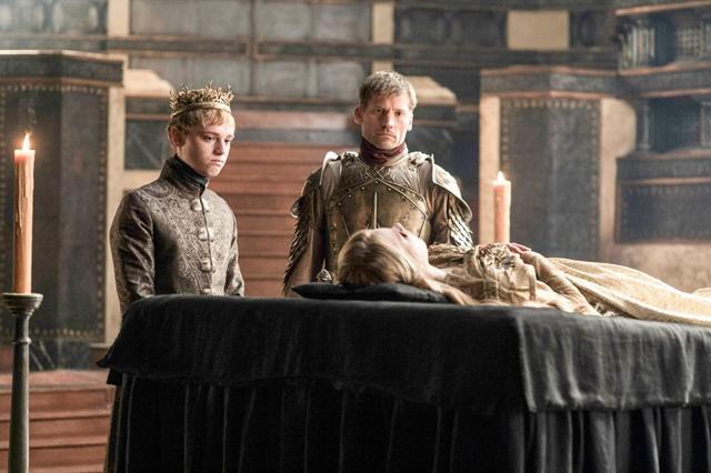 Dean-Charles Chapman as Tommen Baratheon and Nikolaj Coster-Waldau as Jaime Lannister . (HBO) Dean-Charles Chapman as Tommen Baratheon and Nikolaj Coster-Waldau as Jaime Lannister . (HBO)