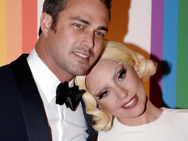 Lady Gaga and her actor boyfriend Taylor Kinney got engaged on Valentine’s Day in 2015. He popped the question with a huge heart-shaped diamond ring. (AP) Lady Gaga and her actor boyfriend Taylor Kinney got engaged on Valentine’s Day in 2015. He popped the question with a huge heart-shaped diamond ring. (AP)