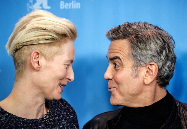 Here, the actor poses with Tilda Swinton at a photo call for the movie ·Hail Caesar! (AP)