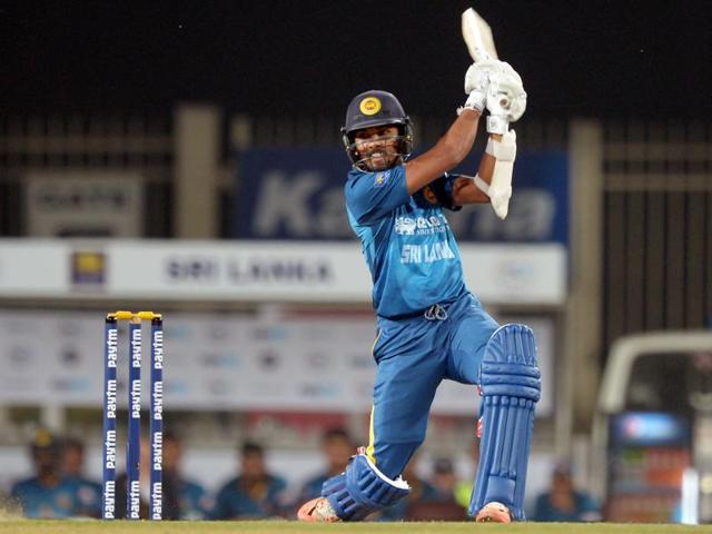 Sri Lanka's T20 cricket captain Dinesh Chandimal plays a shot. (AFP Photo) Sri Lanka's T20 cricket captain Dinesh Chandimal plays a shot. (AFP Photo)