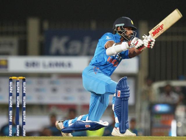 India's Shikhar Dhawan plays a shot during the second T20 international match between India and Sri Lanka in Ranchi. (AFP Photo) India's Shikhar Dhawan plays a shot during the second T20 international match between India and Sri Lanka in Ranchi. (AFP Photo)