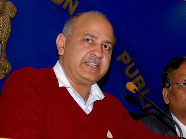File photo of Delhi deputy CM Manish Sisodia addressing a press conference in New Delhi.(PTI Photo)