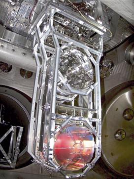 One of Laser Interferometer Gravitational-wave Observatory (LIGO) test masses installed as the 4th element in a 4-element suspension system is shown in this January 1, 2014 photo released by Caltech/MIT/LIGO Laboratory on February 8, 2016. (REUTERS) One of Laser Interferometer Gravitational-wave Observatory (LIGO) test masses installed as the 4th element in a 4-element suspension system is shown in this January 1, 2014 photo released by Caltech/MIT/LIGO Laboratory on February 8, 2016. (REUTERS)