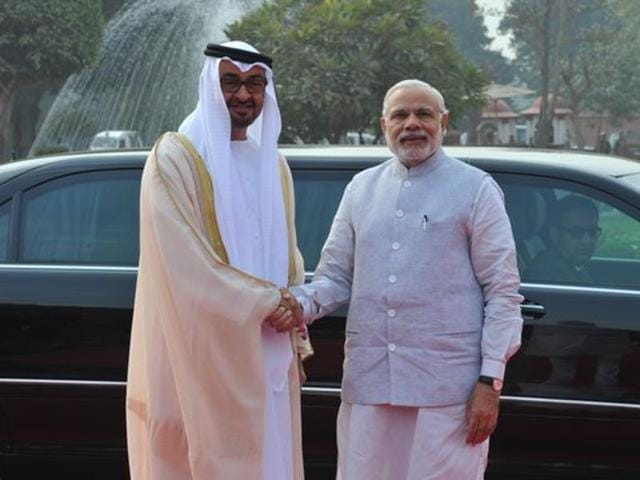PM Narendra Modi with Crown Prince of Abu Dhabi and Deputy Commander of the USE Armed Force Sheikh Mohamed bin Zayed Al Nahyan (PIB) PM Narendra Modi with Crown Prince of Abu Dhabi and Deputy Commander of the USE Armed Force Sheikh Mohamed bin Zayed Al Nahyan (PIB)
