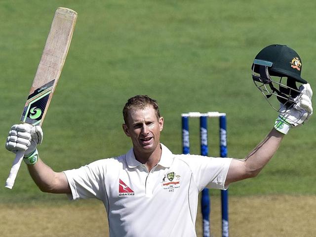 Adam Voges of Australia celebrates 100 runs during day two of the first cricket Test match between New Zealand and Australia at the Basin Reserve in Wellington on February 13, 2016. (AFP Photo) Adam Voges of Australia celebrates 100 runs during day two of the first cricket Test match between New Zealand and Australia at the Basin Reserve in Wellington on February 13, 2016. (AFP Photo)