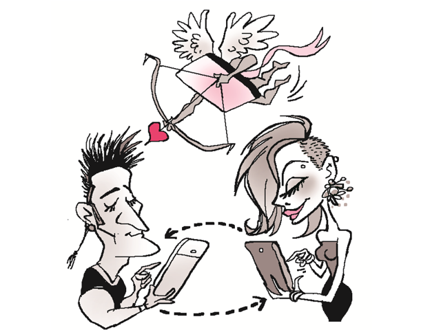 With changing trends, finding love has gone hi-tech and moved on from clubs and classrooms to apps and digital forums.(Jayanto/HT Illustration)