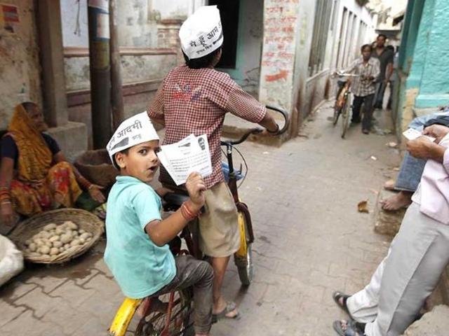 Today, the Aam Aadmi Party stands on the other side of the divide as it completes one year in power in Delhi. (Ravi Choudhary/Hindustan Times) Today, the Aam Aadmi Party stands on the other side of the divide as it completes one year in power in Delhi. (Ravi Choudhary/Hindustan Times)