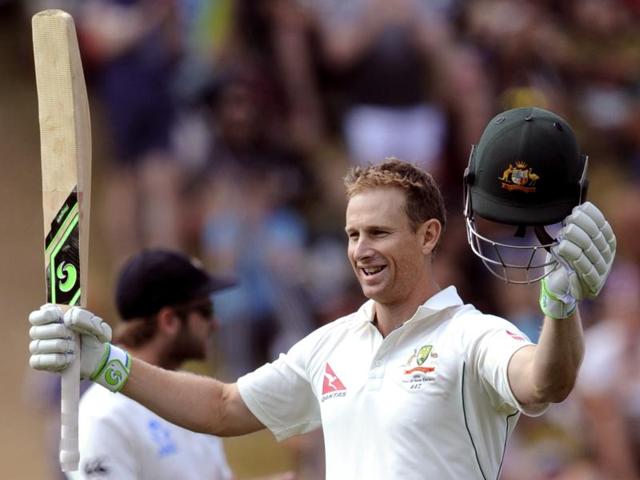 Australia’s Adam Voges celebrates his double century against New Zealand on the third day of the first Test match in Wellington on February 14, 2016. (AP Photo) Australia’s Adam Voges celebrates his double century against New Zealand on the third day of the first Test match in Wellington on February 14, 2016. (AP Photo)