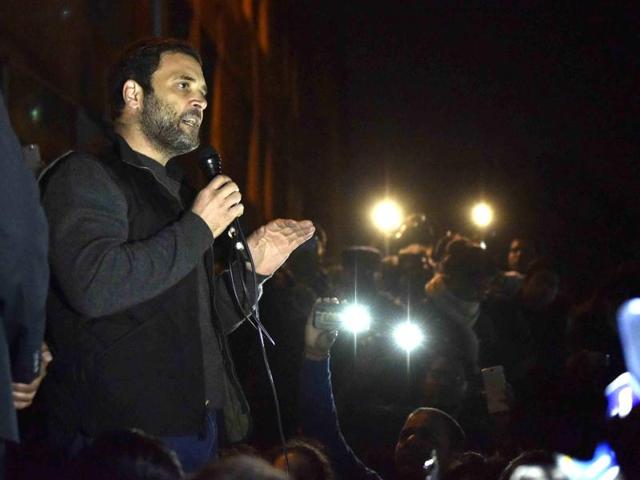 CPI national secretary D Raja and Congress Vice President Rahul Gandhi joined JNU students protesting against the arrest of students union president Kanhaiya Kumar, in New Delhi on Saturday, February 13, 2016. (Vipin Kumar / HT Photo) CPI national secretary D Raja and Congress Vice President Rahul Gandhi joined JNU students protesting against the arrest of students union president Kanhaiya Kumar, in New Delhi on Saturday, February 13, 2016. (Vipin Kumar / HT Photo)
