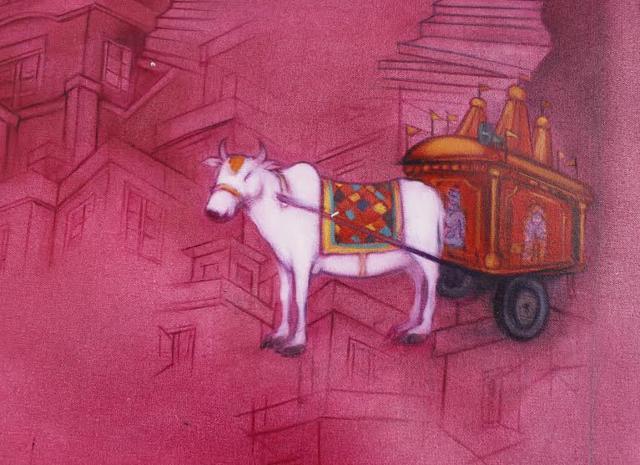A painting by Ram Pratap Verma (HT Photo) A painting by Ram Pratap Verma (HT Photo)