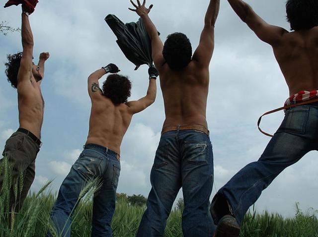 An iconic still from Rand De Basanti. An iconic still from Rand De Basanti.