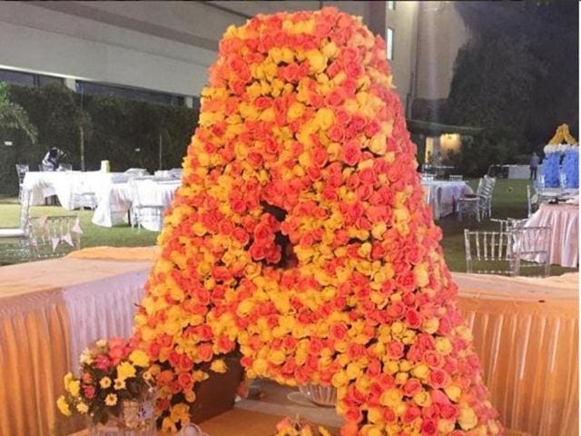 The floral decorations at Arpita’s baby shower. (Instagram) 