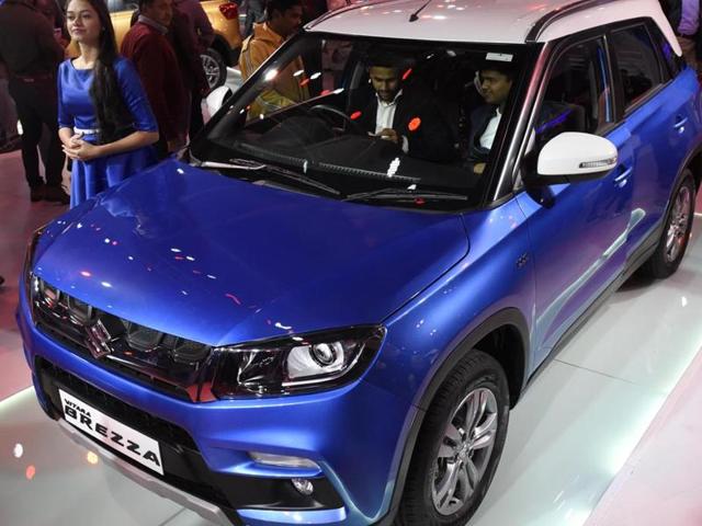 The Vitara Brezza SUV was Maruti’s biggest new product at the Auto Expo 2016.(Mohd. Zakir/HT Photo)