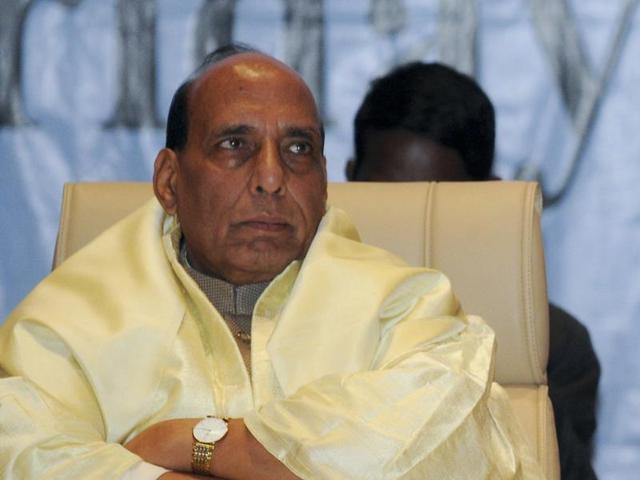 Union home minister Rajnath Singh had claimed on Sunday that the event to protest the hanging of Afzal Guru in JNU received support of LeT chief Hafiz Saeed.(Ashok Dutta/HT File Photo)