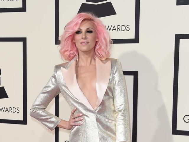 Singer Bonnie McKee arrives on the red carpet for the 58th Annual Grammy music Awards in Los Angeles February 15, 2016. (AFP) 