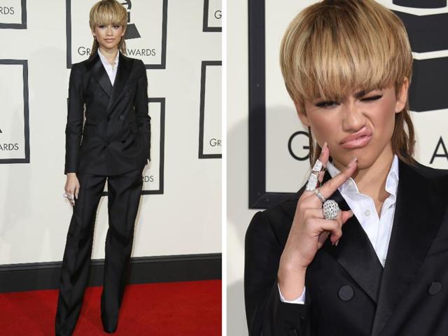 GOOD: Zendaya’s tux, her blonde mullet and her attitude... what’s not to like? (AFP) 