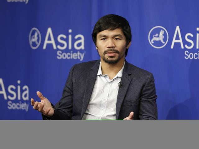 Filipino boxer Manny Pacquiao, who is running for Senator in the May 2016 national elections, speaks to supporters during the start of elections campaigning in Mandaluyong city. (REUTERS) Filipino boxer Manny Pacquiao, who is running for Senator in the May 2016 national elections, speaks to supporters during the start of elections campaigning in Mandaluyong city. (REUTERS)
