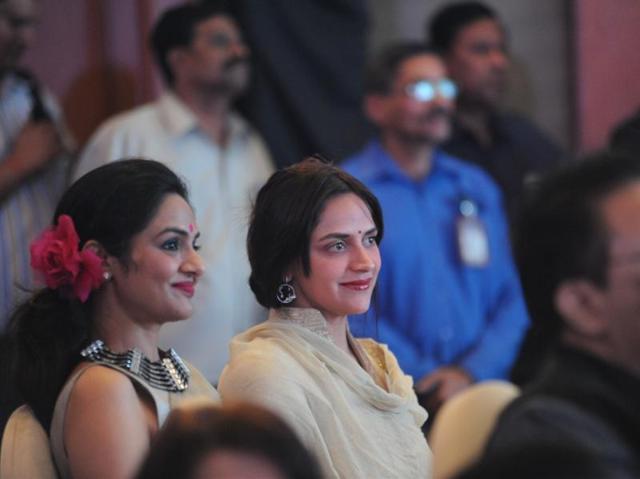 Madhoo and Ahana Deol during the launch of Hema Malini’s new music album Dream Girl in Mumbai.  (IANS) 