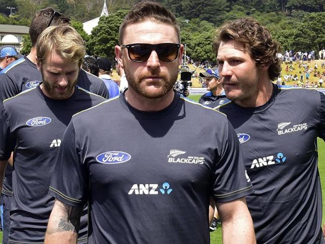New Zealand's Brendon McCullum take a moment against Australia at Basin Reserve in Wellington. (AFP Photo) New Zealand's Brendon McCullum take a moment against Australia at Basin Reserve in Wellington. (AFP Photo)