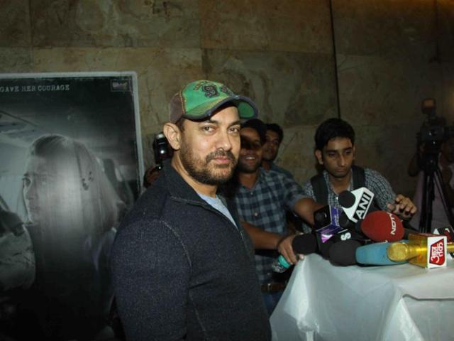 Aamir Khan at the special screening of Neerja in Mumbai. (IANS) Aamir Khan at the special screening of Neerja in Mumbai. (IANS)