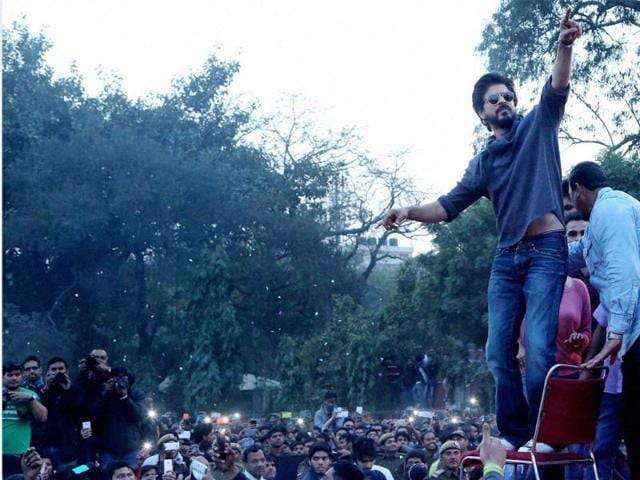 Climbing new heights: Shah Rukh Khan at Hansraj college in New Delhi. (PTI) Climbing new heights: Shah Rukh Khan at Hansraj college in New Delhi. (PTI)