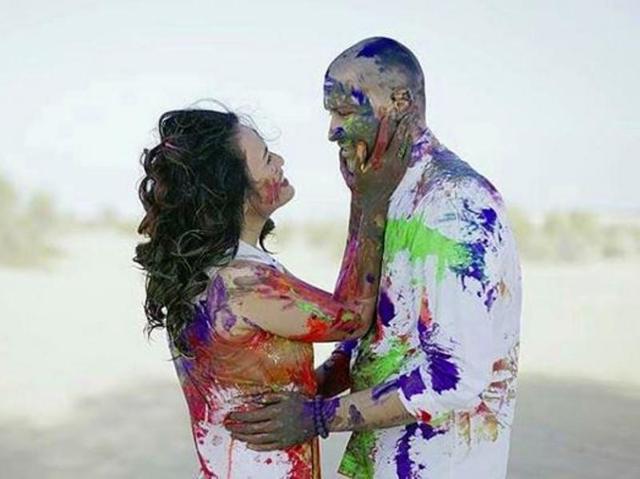 A married couple from Dubai having fun with colours. They captioned the photo: “Putting a face to the name, colours and all. Mr. & Mrs. Eat. Casually playing with paint & cooking up stuff in the kitchen.” (Instagram/wethefoodsters) 