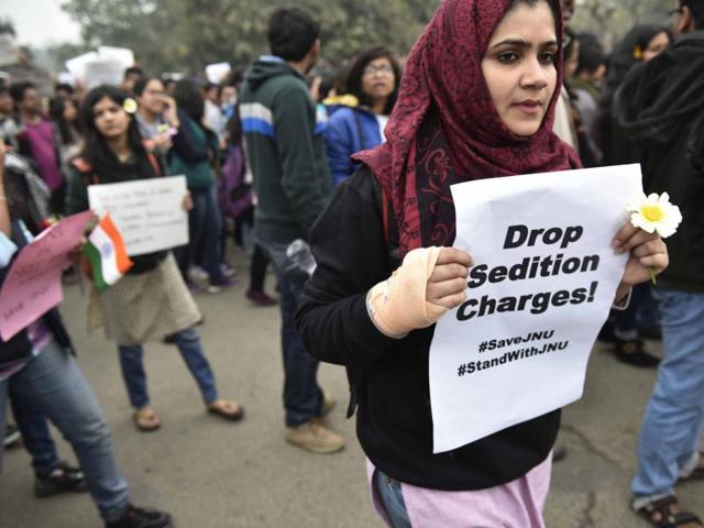 JNU students take out a march in support of JNUSU president Kanhaiya Kumar. (Vipin Kumar/HT Photo) JNU students take out a march in support of JNUSU president Kanhaiya Kumar. (Vipin Kumar/HT Photo)