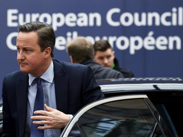 British Prime Minister David Cameron arrives for a European Union leaders summit addressing the talks about the so-called Brexit.(REUTERS)