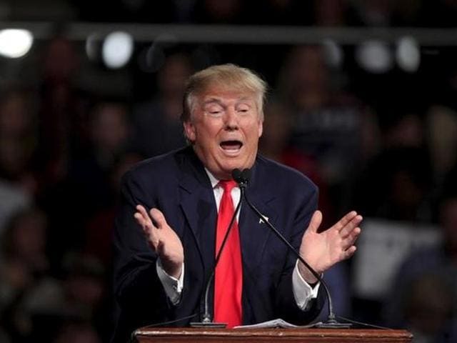 US Republican presidential candidate Donald Trump speaks at a rally at the Sumter Civic Center in Sumter, South Carolina.(Reuters Photo)