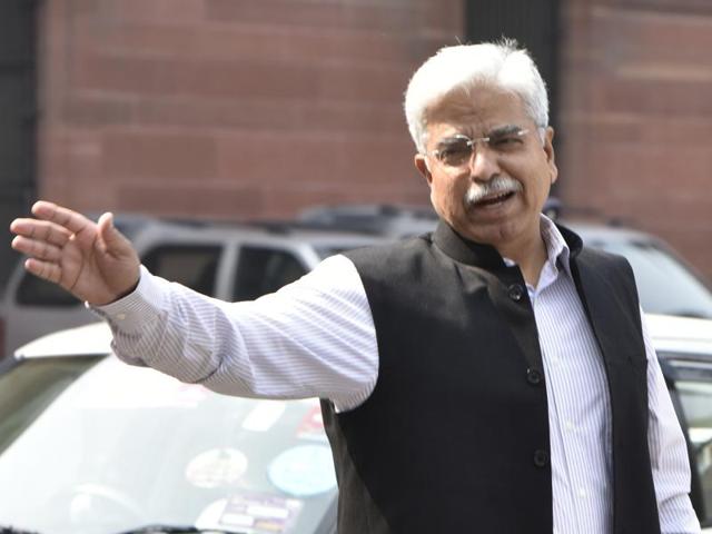 Delhi Police commissioner BS Bassi coming out after meeting from Prime Minister's office South Block in New Delhi on Wednesday. The PMO sources have revealed that Modi is unhappy with the way Delhi Police handled the JNU issue.(Arvind Yadav/ HT Photo)