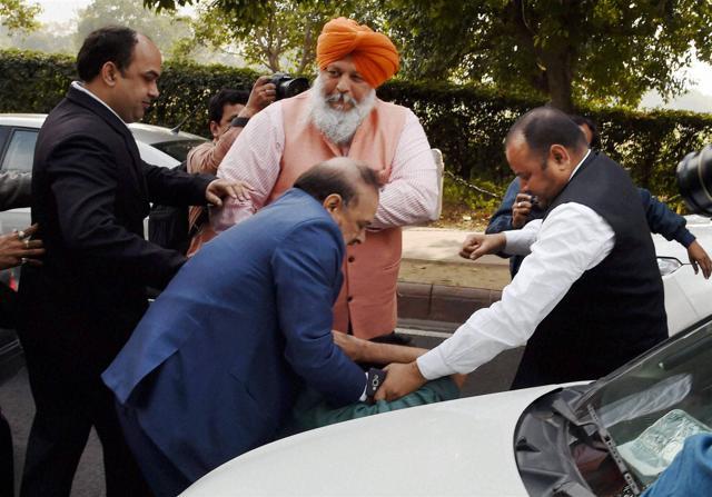 BJP MLA OP Sharma thrashing one of the JNU students who was protesting against the arrest of JNUSU president Kanhaiya Kumar. (PTI) BJP MLA OP Sharma thrashing one of the JNU students who was protesting against the arrest of JNUSU president Kanhaiya Kumar. (PTI)