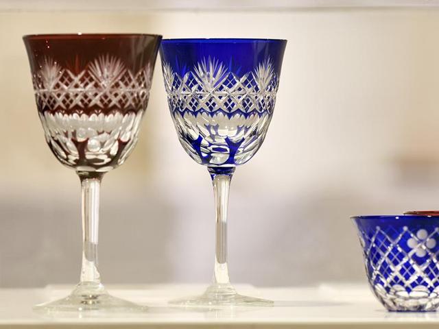 The Edo cut glass is made by carving sharp patterns into the clear, colourless surface of glass. (Photo by Raj K Raj / Hindustan Times) (Hindustan Times)