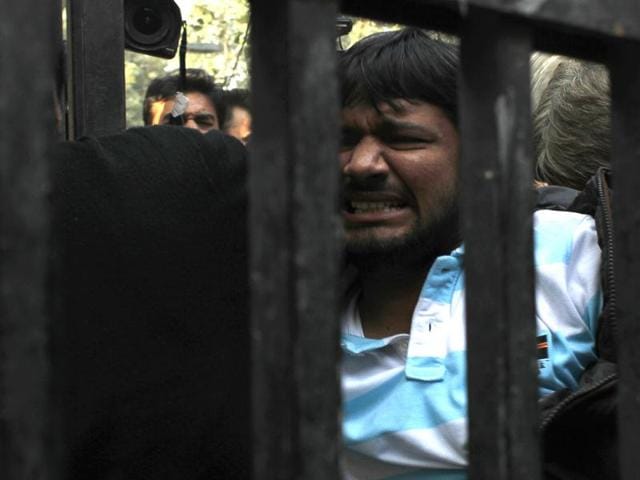 The NHRC said Kumar was subjected to psychological pressure and was made to issue a statement before he appeared in the court, owing allegiance to the Constitution which was dictated by police.(Sonu Mehta/Hindustan Times)