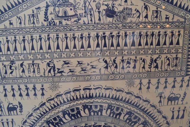 A section of a painting by Saora tribals of Odisha depicting a shikar scene. (Photo-Vikram Jit Singh)