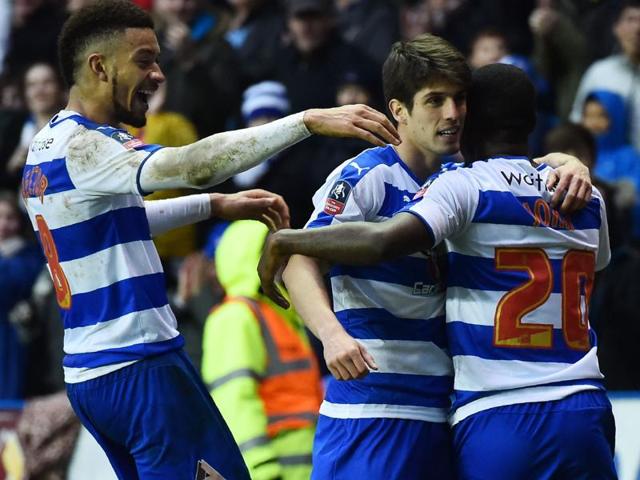 Reading's Lucas Piazon, Michael Hector and Ola John celebrate after the game. (Reuters Photo) Reading's Lucas Piazon, Michael Hector and Ola John celebrate after the game. (Reuters Photo)
