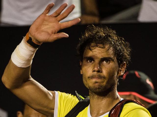Pablo Cuevas of Uruguay returns during his men's singles semi-final match against Rafael Nadal.(AFP Photo)