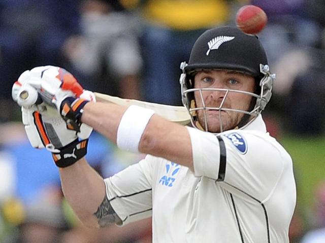 Australia’s Joe Burns down on one knee as he bats against New Zealand.(AP Photo)