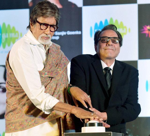 Bollywood legends Dharmendra and Amitabh Bachchan during the launch of Hema Malini's music album "Dream Girl", in Mumbai. (PTI) Bollywood legends Dharmendra and Amitabh Bachchan during the launch of Hema Malini's music album "Dream Girl", in Mumbai. (PTI)