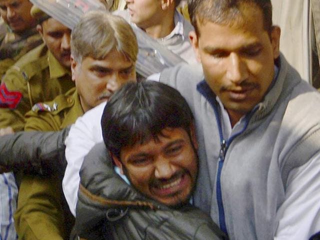 JNUSU president Kanhaiya Kumar was arrested on charges of sedition by Delhi Police after an FIR based on a video clip.(PTI File Photo)