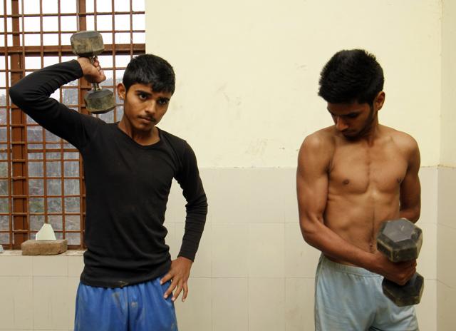 Enrolments in the local gyms and akharas have gone up in Asola. (Sanchit Khanna/HT photo) Enrolments in the local gyms and akharas have gone up in Asola. (Sanchit Khanna/HT photo)