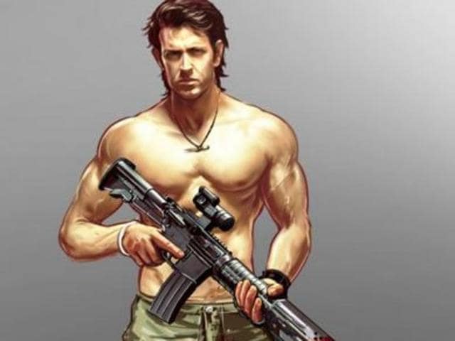 Hrithik flaunts his toned body in the game. (Twitter)