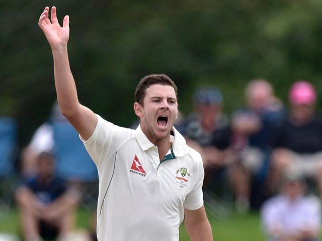 Josh Hazlewood of Australia appeals for an LBW call on Kane Williamson of New Zealand during day four of the second Test match at the Hagley Park Oval in Christchurch on February 23, 2016. (AFP Photo) Josh Hazlewood of Australia appeals for an LBW call on Kane Williamson of New Zealand during day four of the second Test match at the Hagley Park Oval in Christchurch on February 23, 2016. (AFP Photo)