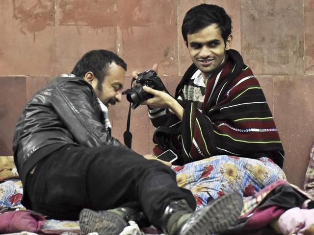 Umar Khalid at the Jawaharlal Nehru University campus, in New Delhi on Tuesday.(Sanjeev Verma/HT Photo)