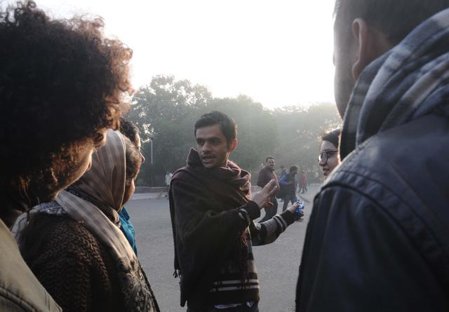 Umar Khalid resurfaced in the JNU campus in New Delhi on Sunday night. A trimmed beard was the only change in the way he looks. (HT Photo) Umar Khalid resurfaced in the JNU campus in New Delhi on Sunday night. A trimmed beard was the only change in the way he looks. (HT Photo)
