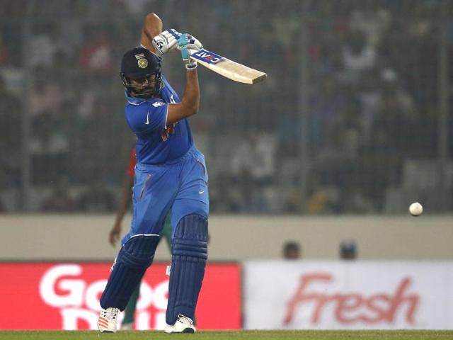 India's Rohit Sharma plays a shot. (AP Photo) India's Rohit Sharma plays a shot. (AP Photo)